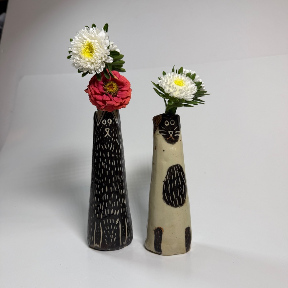 Handmade Porcelain Bud Vase You Pick Cream or Black
